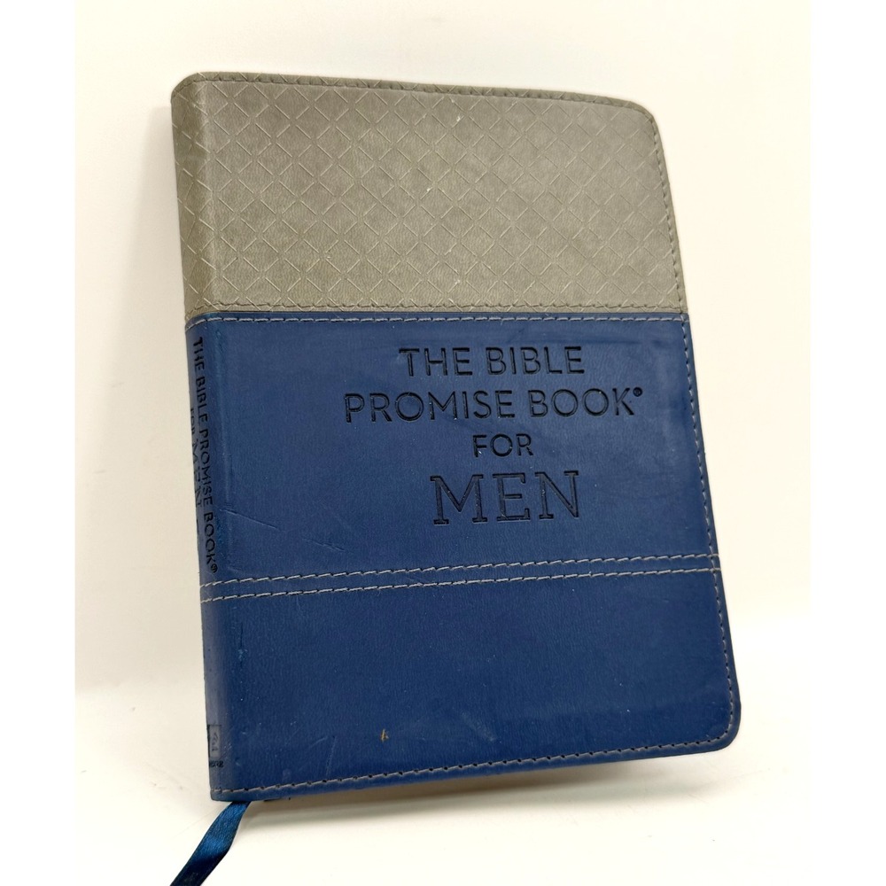 Barbour The Bible Promise Book Devotional Blue Gray Faux Leather Ribbon For Men